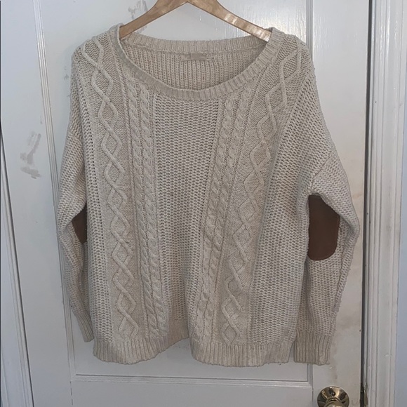 Urban Outfitter Cream Elbow Patch Sweater - Picture 1 of 3